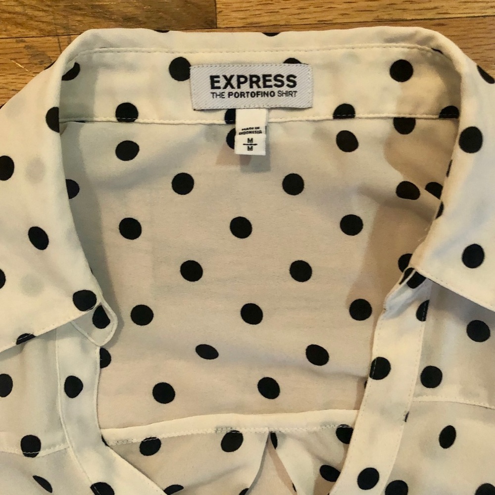 Express | Button down polka dot tank with pockets - Picture 3 of 4